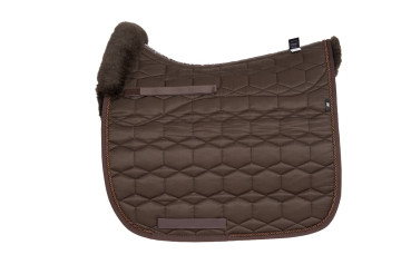 Preview: Mattes Lammfell Schabracke Fellrand vorne - braun