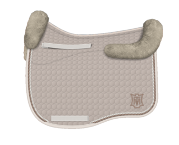 Preview: Mattes Walnuss Kollektion Eurofit Schabracke mit Lammfellkissen, Dressur, sofort verfügbar