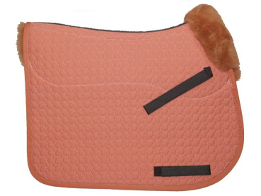 Preview: Mattes Schabracke mit Lammfellkissen, Fellrand vorne, freie Farbwahl