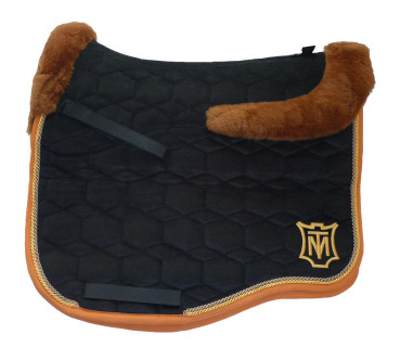 Preview: Mattes Black-Whiskey Kollektion EUROFIT Samt Schabracke mit Lammfellkissen/DR - sofort