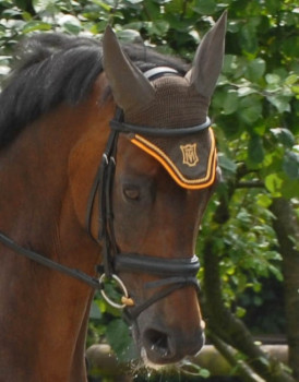 Preview: Mattes Orange-Taupe Kollektion Ohrenkappe/ Fliegenmütze