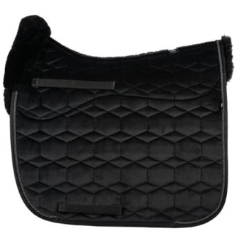 Preview: Mattes Lammfell Schabracke Fellrand vorne -samt schwarz