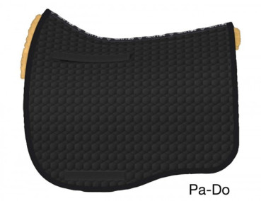 Preview: Mattes Eurofit Schabracke mit Lammfellkissen mit Correction System, ohne Fellrand, schwarz/natur, DR - sofort